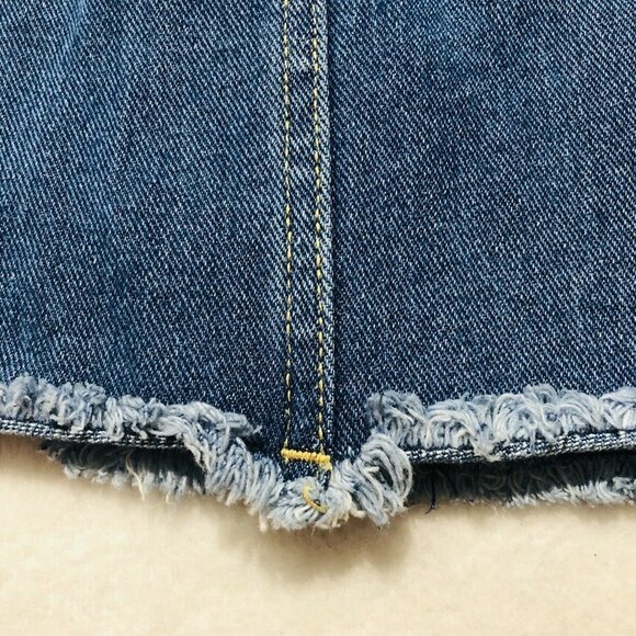 Pacsun Blue Jean Denim Mini Skirt zip raw cutoff - Picture 8 of 12